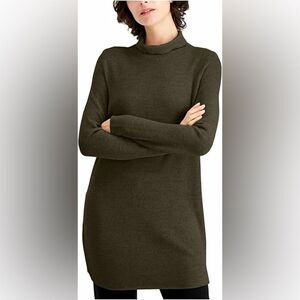 Eileen Fisher Luxe Merino Stretch Funnel Neck Tunic Merino Wool Sweater Size XS